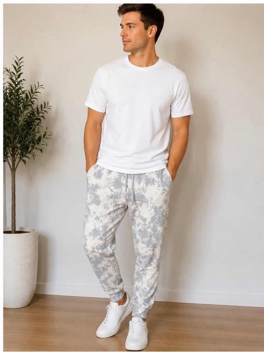 lululemon athletica Men's Tie-Dye Joggers - Light Gray & White